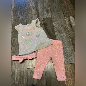 2/$10 Star Wars 3-6 mths baby girl outfit  out of this world pink baby yoda 3 pc